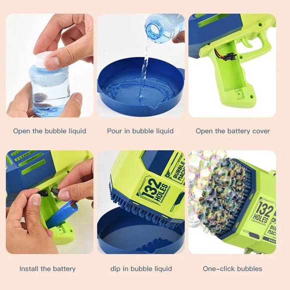 Pink 132 Holes Bubble Gun Upgraded Bazooka Big Rocket Bubble Blaster Gun - Picture 3 of 4